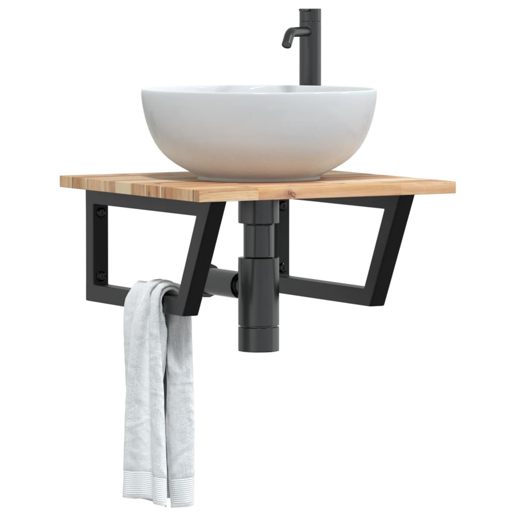 Étagère de salle de bain murale 50 cm Marron et noir | Maison Vasque