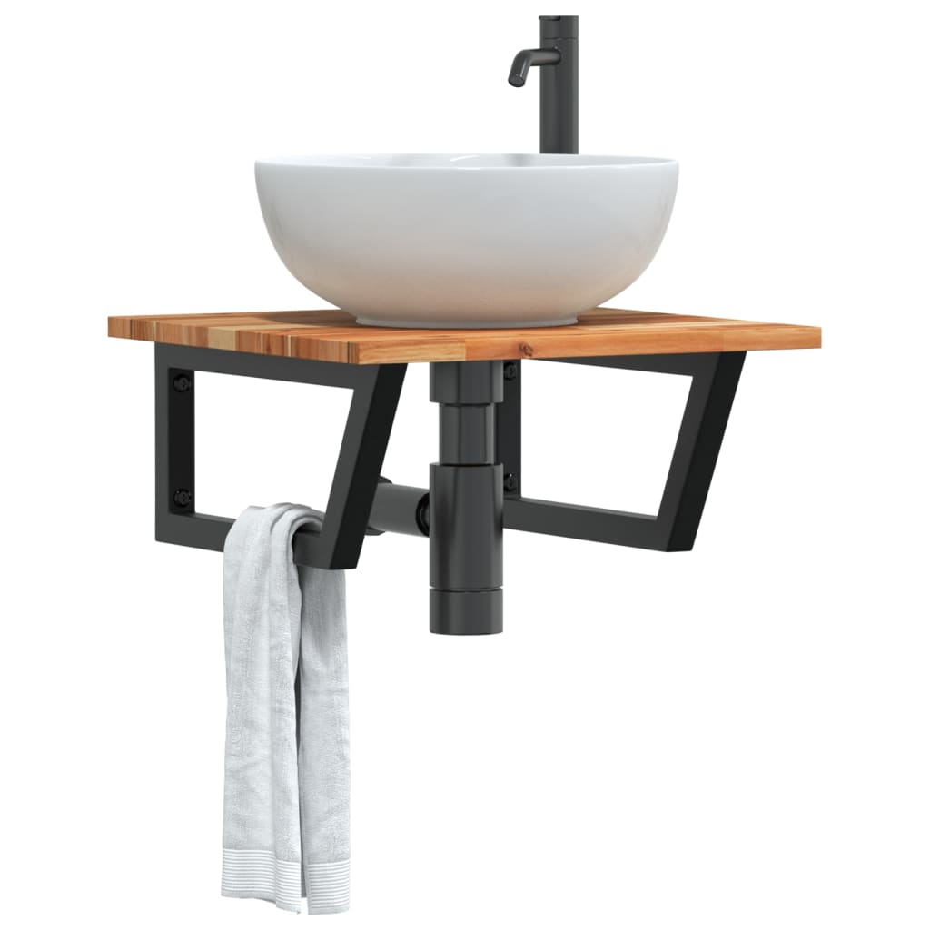 Étagère de salle de bain murale 50 cm marron foncé et noir | Maison Vasque