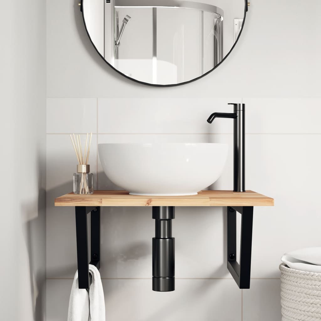 Étagère de salle de bain murale 60 cm Marron et noir | Maison Vasque