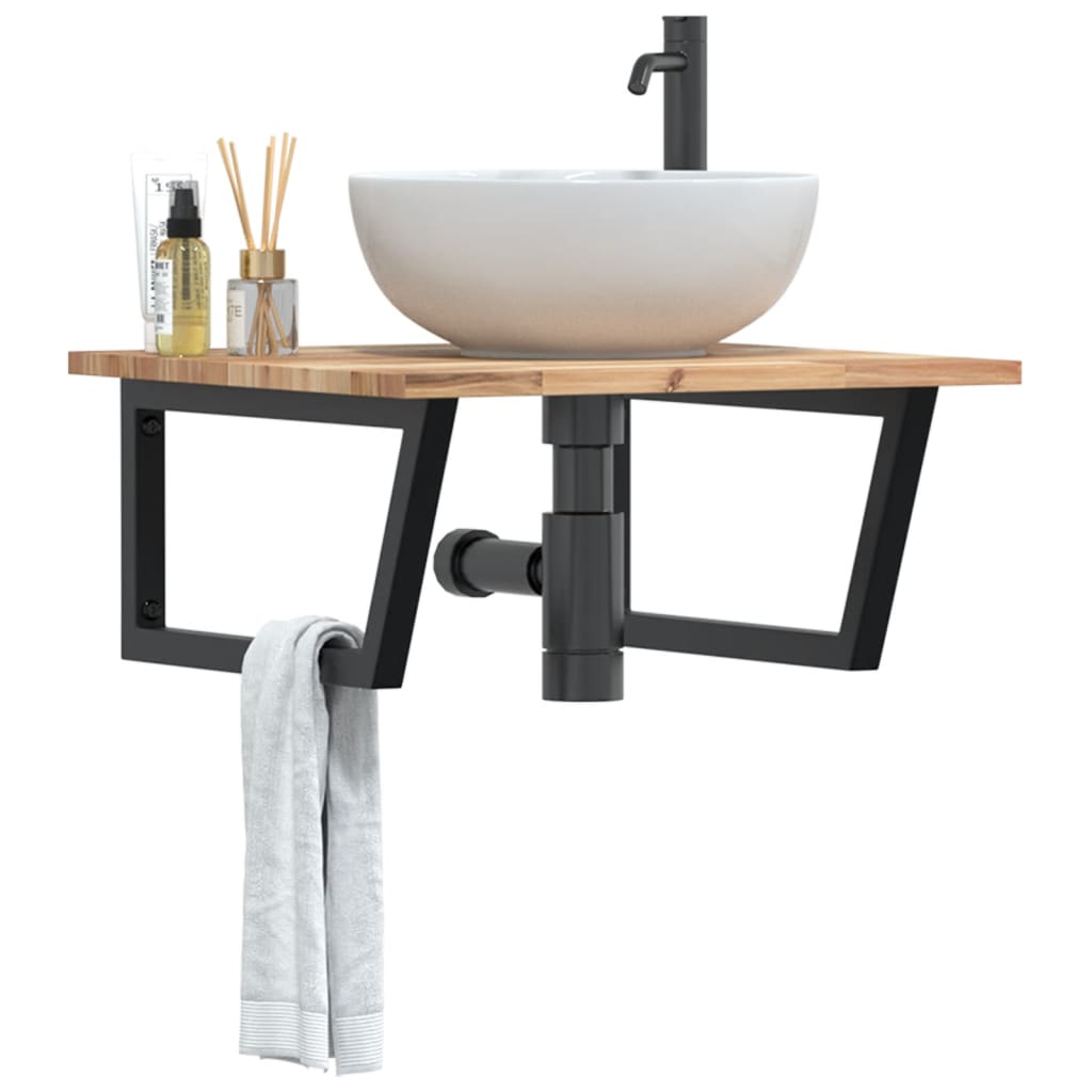 Étagère de salle de bain murale 60 cm Marron et noir Marron et noir | Maison Vasque