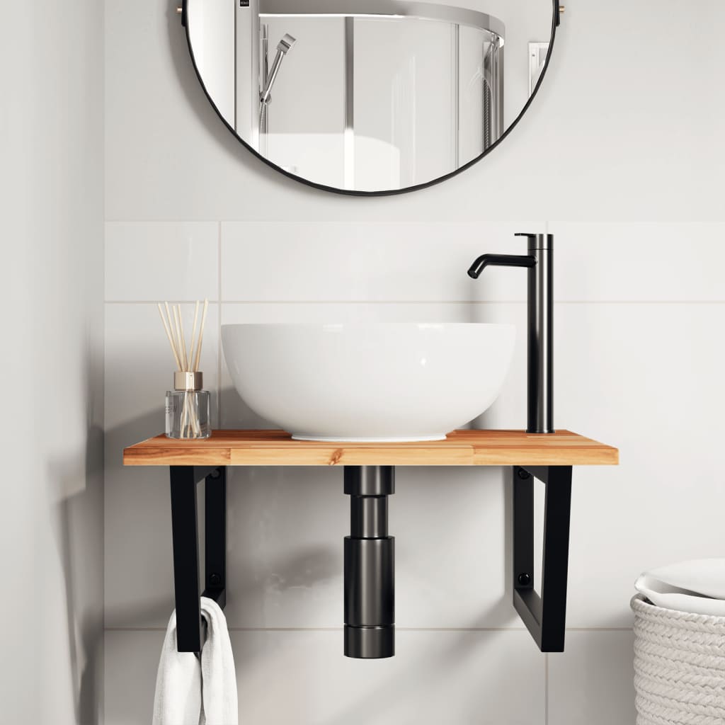 Étagère de salle de bain murale 60 cm – Marron et noir marron foncé et noir | Maison Vasque