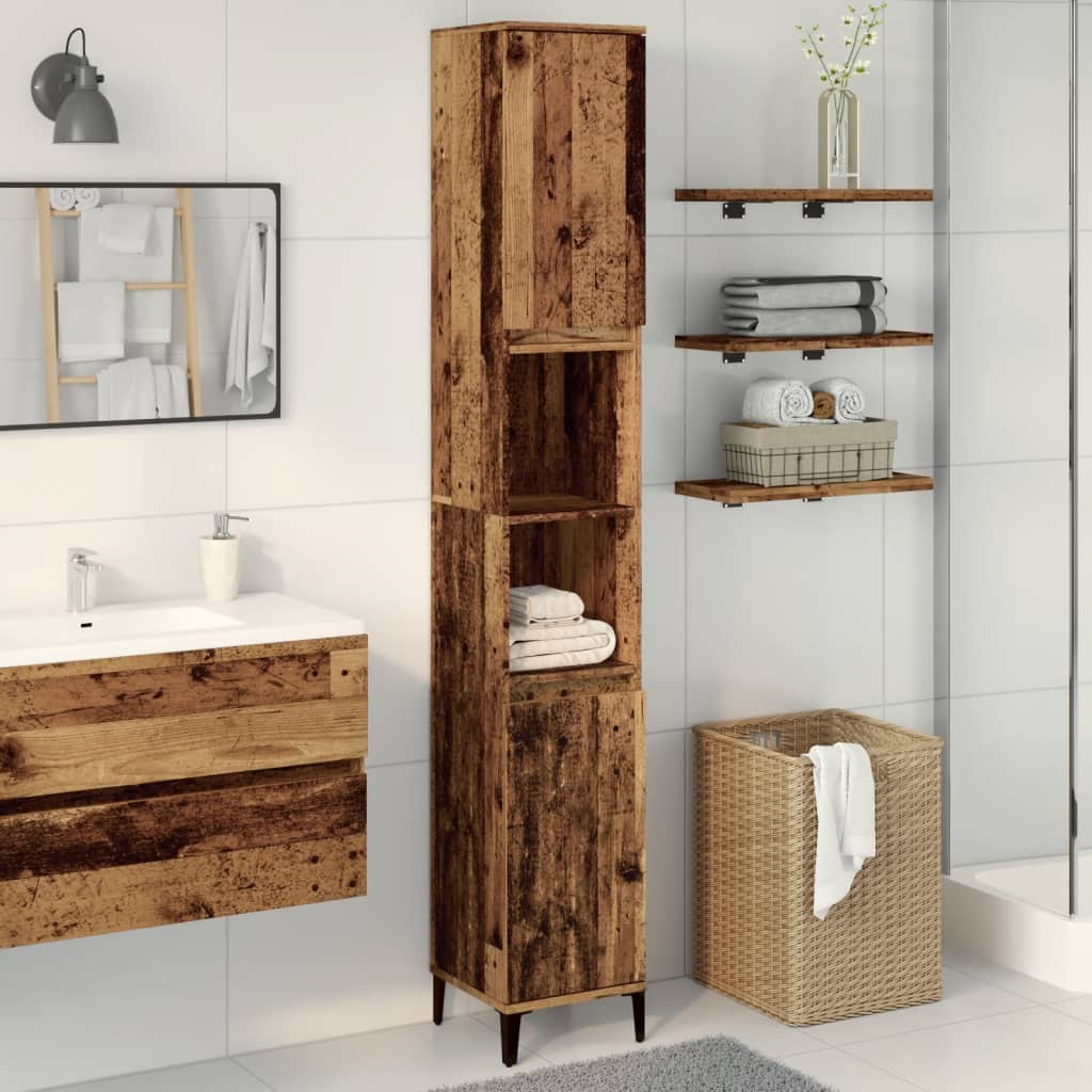 Colonne de salle de bain 30 cm H 190 cm Vieux bois | Maison Vasque