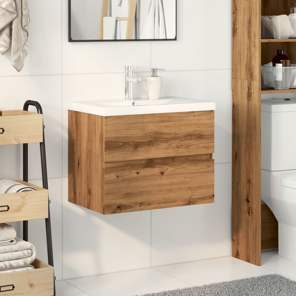 Meuble sous-vasque 60 cm – H 62 cm chêne artisanal | Maison Vasque
