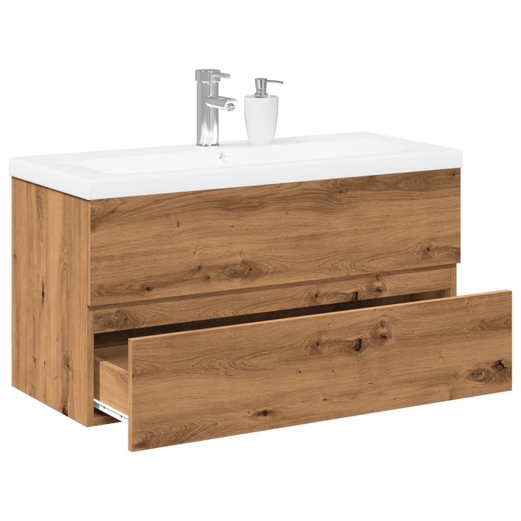 Meuble sous vasque 90 cm chêne artisanal | Maison Vasque