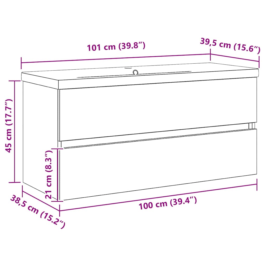 Meuble sous-vasque 100 cm Chêne noir | Maison Vasque