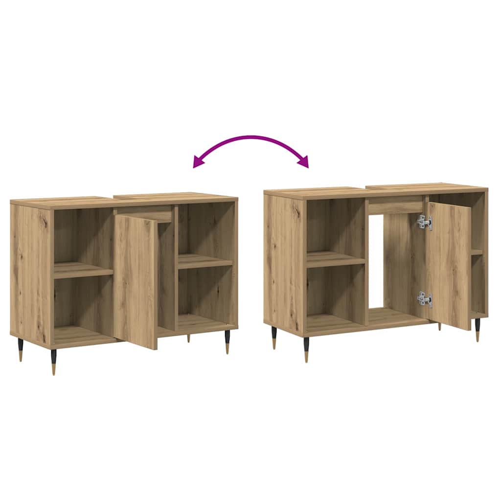 Armoire de salle de bain 80 cm chêne artisanal | Maison Vasque