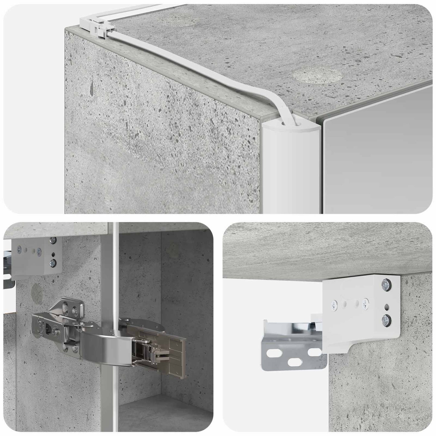 Armoire de toilette miroir 33 cm Gris béton | Maison Vasque