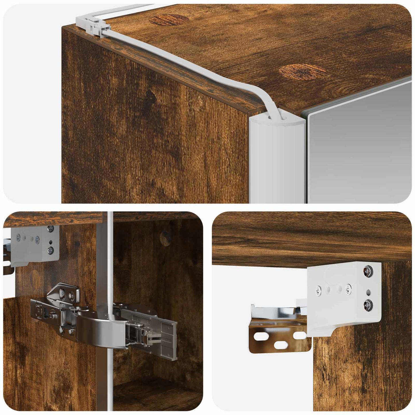 Armoire de toilette miroir 43 cm Chêne fumé | Maison Vasque