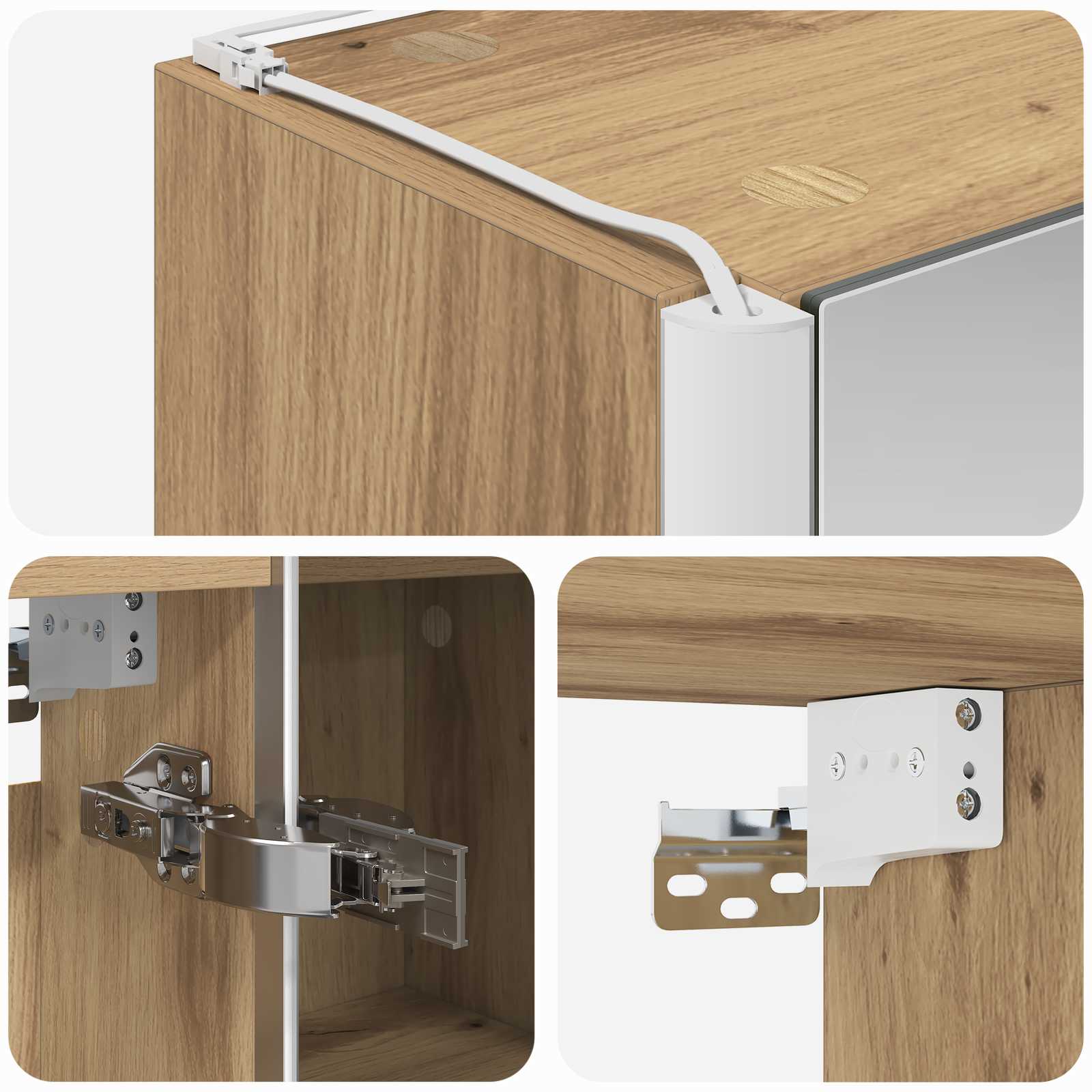Armoire de toilette miroir 43 cm chêne artisanal | Maison Vasque