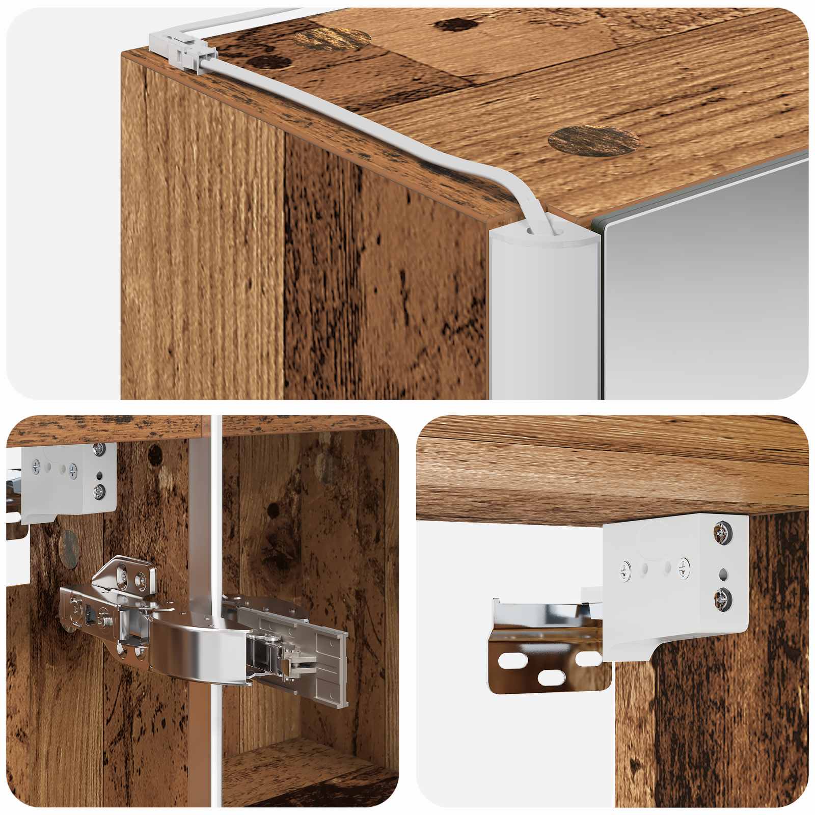 Armoire de toilette miroir 73 cm Bois ancien | Maison Vasque
